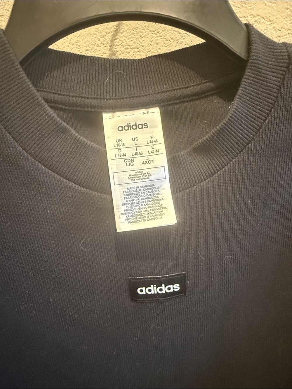 adidas Black T-Shirt dress with White 3-Stripe 3/4 length Sleeves - Picture 3 of 6